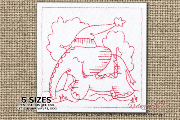 Christmas Baby Elephant Redwork Review for Business Merch