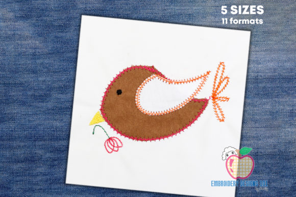 Review: Cartoon Bird Holding a Leaf Applique for Boutiques