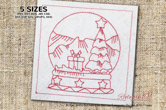Review: Christmas Tree in SnowGlobe Redwork Design