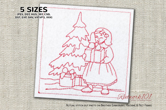 Review: Girl with Christmas Gift Lineart Design